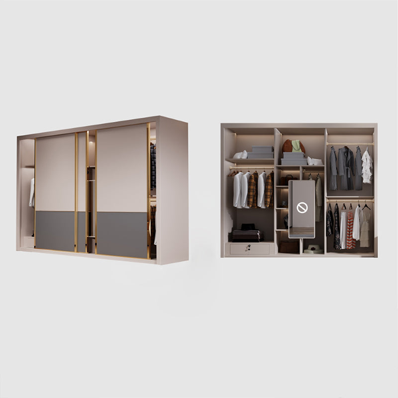 Engineered Wood Wardrobe Armoire Modern Style Wardrobe with Mirror