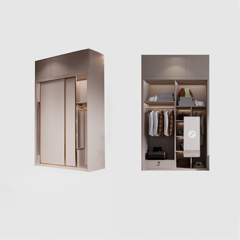 Engineered Wood Wardrobe Armoire Modern Style Wardrobe with Mirror