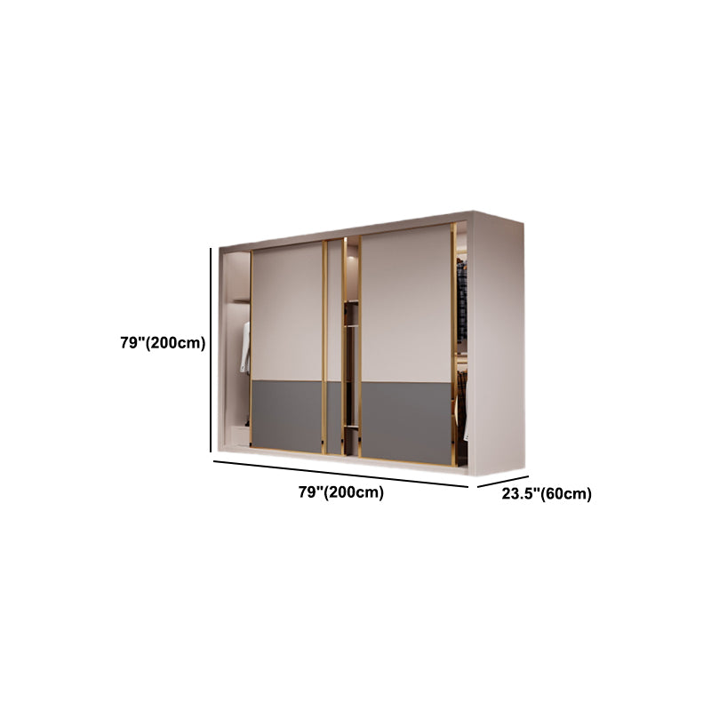 Engineered Wood Wardrobe Armoire Modern Style Wardrobe with Mirror