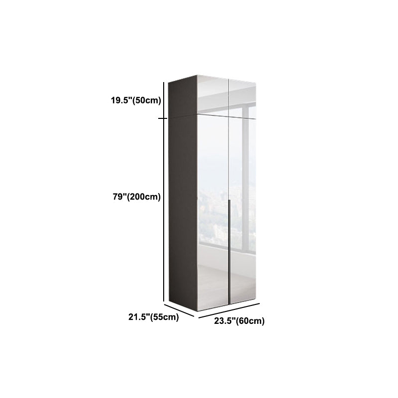 White Mirrored Finish Wardrobe Armoire Engineered Wood Wardrobe Cabinet