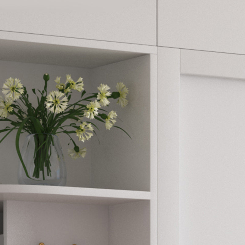 White Engineered Wood Wardrobe Armoire Modern Sliding Door Wardrobe