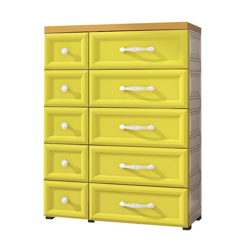 Modern Style Non-Hanging Armoire Plastic Home Cabinet with 10 Drawers