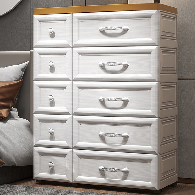 Modern Style Non-Hanging Armoire Plastic Home Cabinet with 10 Drawers