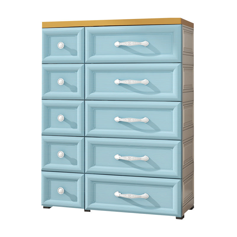 Modern Style Non-Hanging Armoire Plastic Home Cabinet with 10 Drawers