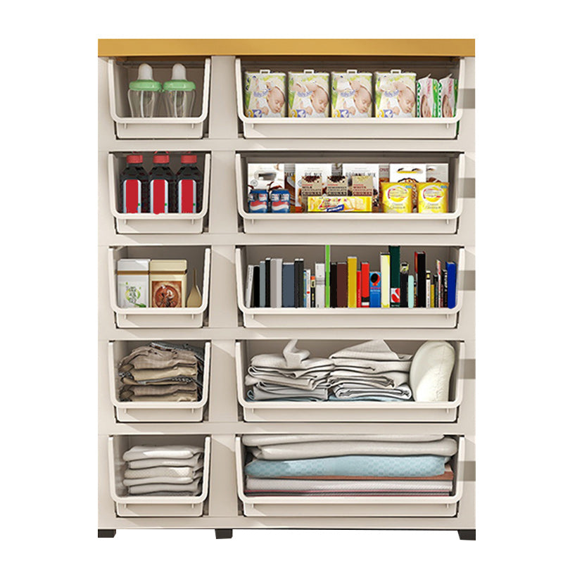 Modern Style Non-Hanging Armoire Plastic Home Cabinet with 10 Drawers