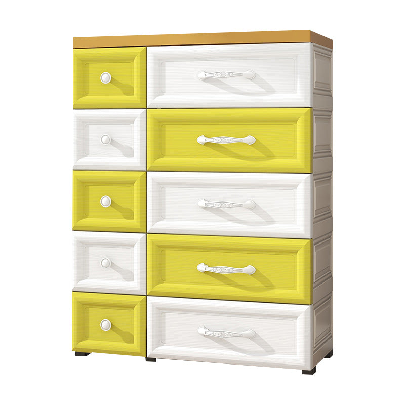 Modern Style Non-Hanging Armoire Plastic Home Cabinet with 10 Drawers