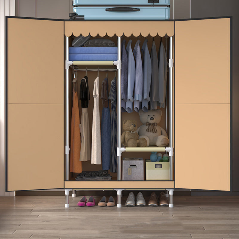 Silver Metal Frame Wardrobe Modern Style Wardrobe Armoire for Bedroom