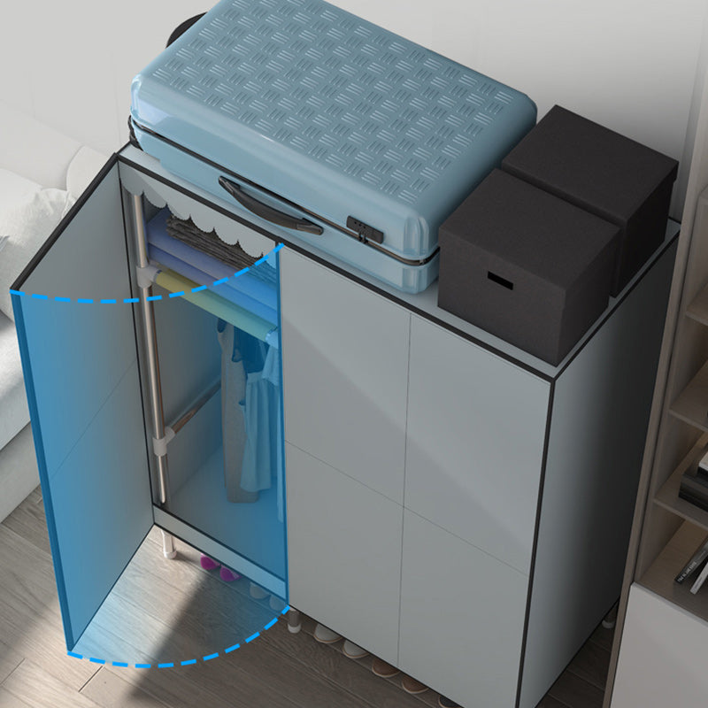 Silver Metal Frame Wardrobe Modern Style Wardrobe Armoire for Bedroom