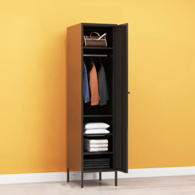 Matte Finish Cabinet with Garment Rod Contemporary Metal Storage Cabinet with Hinged Door