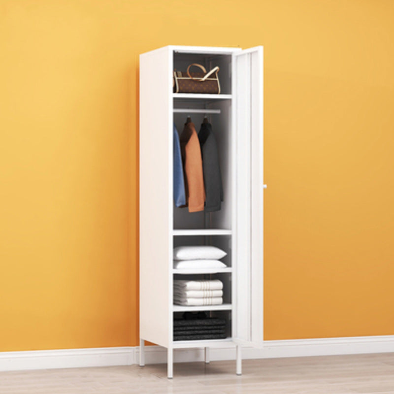 Matte Finish Cabinet with Garment Rod Contemporary Metal Storage Cabinet with Hinged Door