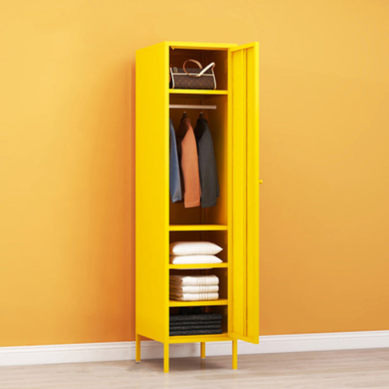Matte Finish Cabinet with Garment Rod Contemporary Metal Storage Cabinet with Hinged Door