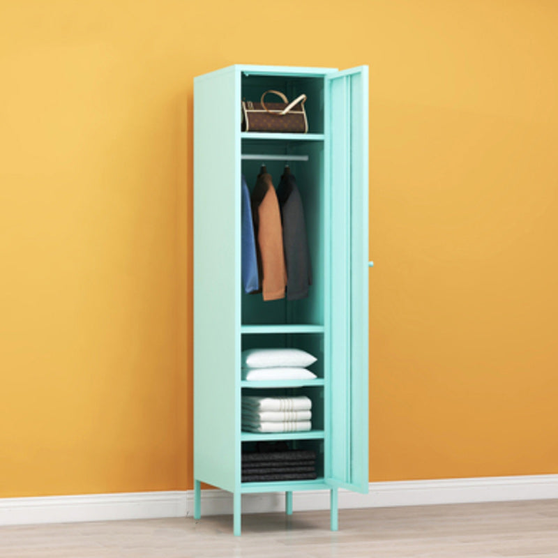Matte Finish Cabinet with Garment Rod Contemporary Metal Storage Cabinet with Hinged Door