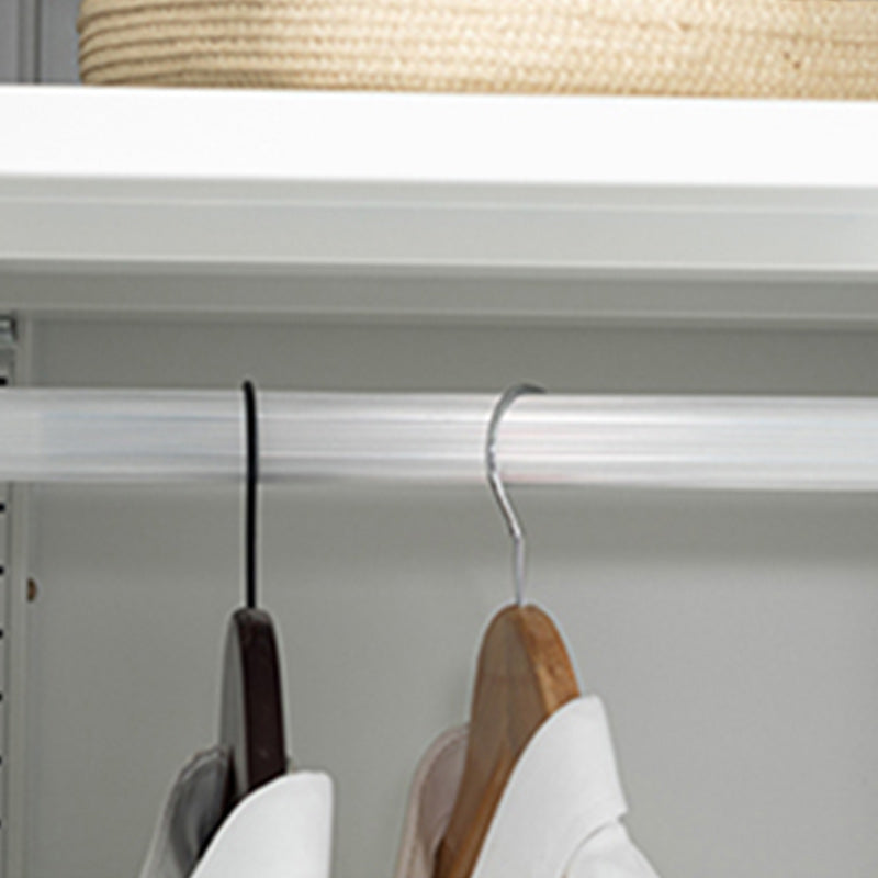 Matte Finish Cabinet with Garment Rod Contemporary Metal Storage Cabinet with Hinged Door