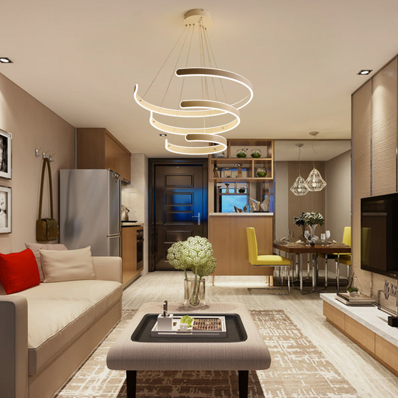 Moderne Anhängerbeleuchtung für Esszimmer, Multi -Ring -Hängelampe in weißem, neutralem Licht