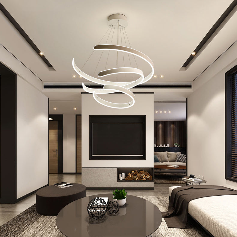 Moderne Anhängerbeleuchtung für Esszimmer, Multi -Ring -Hängelampe in weißem, neutralem Licht