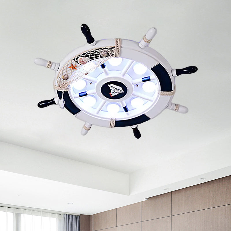 Rudder Shape Flush Mount Light 8 Lights Nautical Stylish Metal Ceiling Lamp for Nursing Room