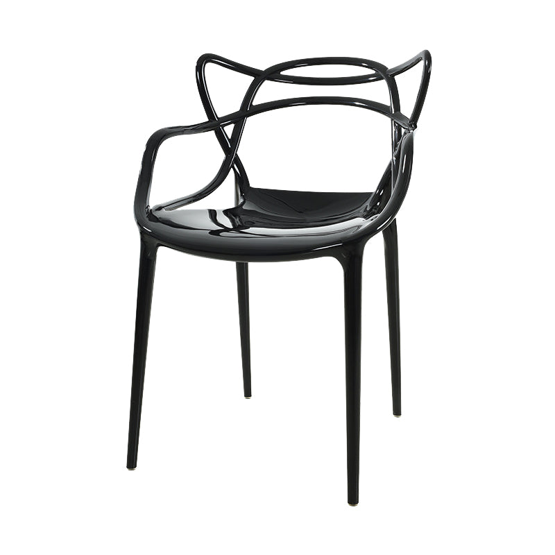 Scandinavian Arm Dining Chairs Plastic Low Back Dining Side Chair