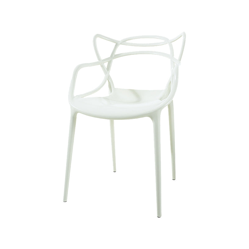 Scandinavian Arm Dining Chairs Plastic Low Back Dining Side Chair