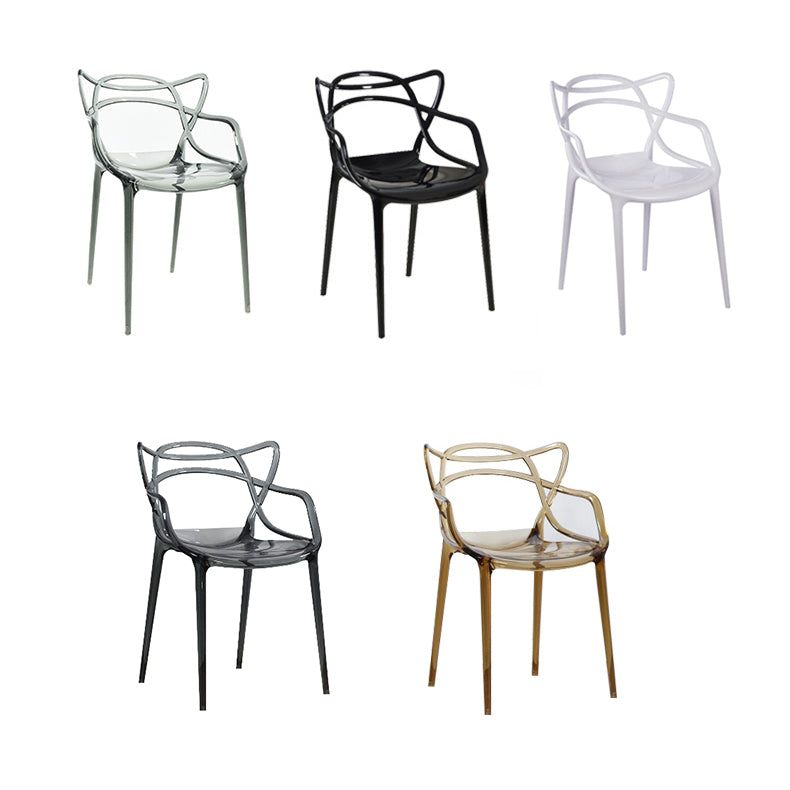Scandinavian Arm Dining Chairs Plastic Low Back Dining Side Chair
