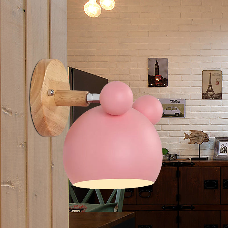 Modern Style Cartoon Animal Sconce Wall Light Metal 1 Light Wall Lamp for Child Bedroom