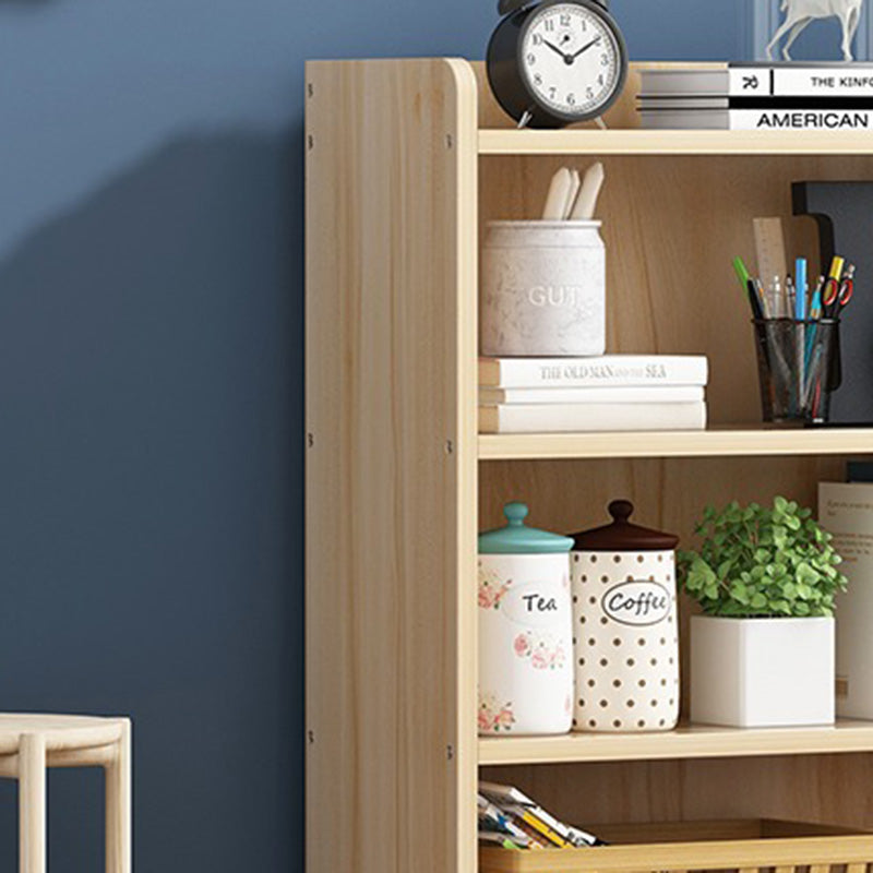 Solid Wood Bookshelf 9.8" W Natural Standard Bookcase with Rectangular Shelves