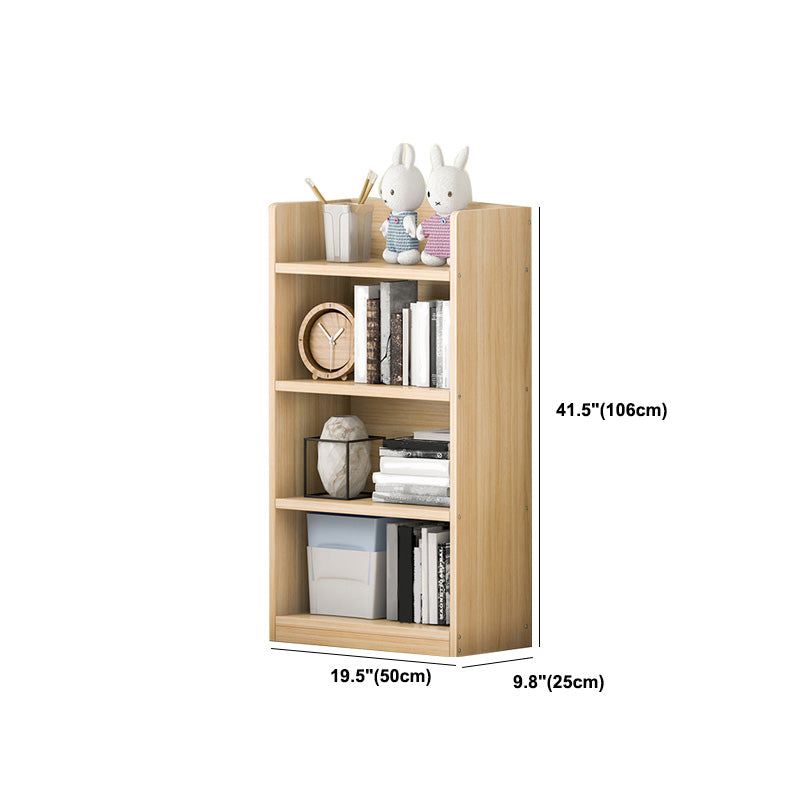 Solid Wood Bookshelf 9.8" W Natural Standard Bookcase with Rectangular Shelves