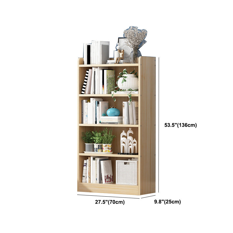 Solid Wood Bookshelf 9.8" W Natural Standard Bookcase with Rectangular Shelves