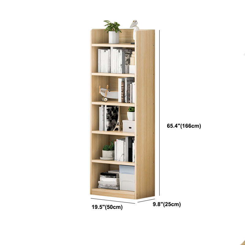 Solid Wood Bookshelf 9.8" W Natural Standard Bookcase with Rectangular Shelves