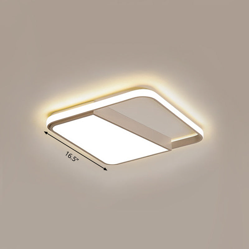 Box Ceiling Lamp with Side Glowing Frame Modern Acrylic White LED Flushmount in Warm/White Light/Remote Control Stepless Dimming, 16.5"/19.5"/23.5" W