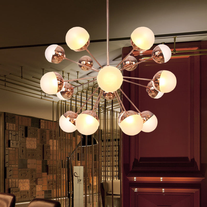 Globe Dining Room Semi Flush Mount White/Clear/Smoke Grey Glass 9/12/15 Lights Contemporary Semi Flush Light in Copper/Chrome/Gold
