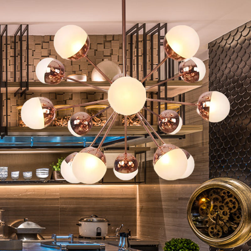 Globe Dining Room Semi Flush Mount White/Clear/Smoke Grey Glass 9/12/15 Lights Contemporary Semi Flush Light in Copper/Chrome/Gold