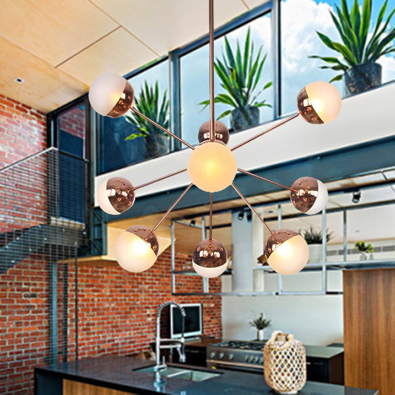 Globe Dining Room Semi Flush Mount White/Clear/Smoke Grey Glass 9/12/15 Lights Contemporary Semi Flush Light in Copper/Chrome/Gold