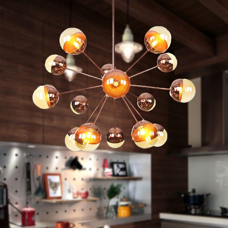 Globe Dining Room Semi Flush Mount White/Clear/Smoke Grey Glass 9/12/15 Lights Contemporary Semi Flush Light in Copper/Chrome/Gold