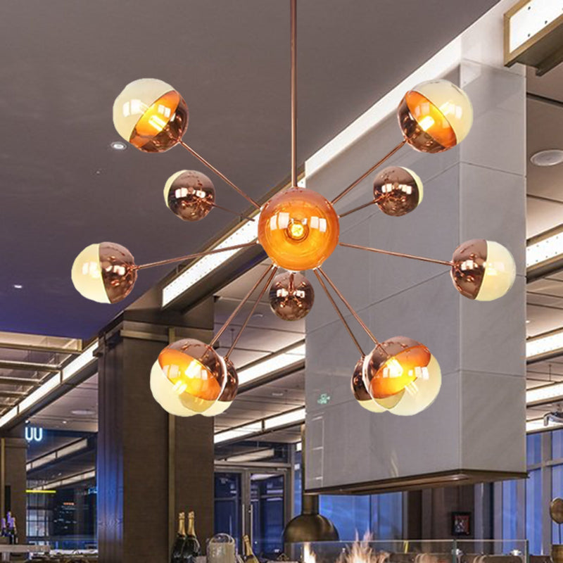Globe Dining Room Semi Flush Mount White/Clear/Smoke Grey Glass 9/12/15 Lights Contemporary Semi Flush Light in Copper/Chrome/Gold