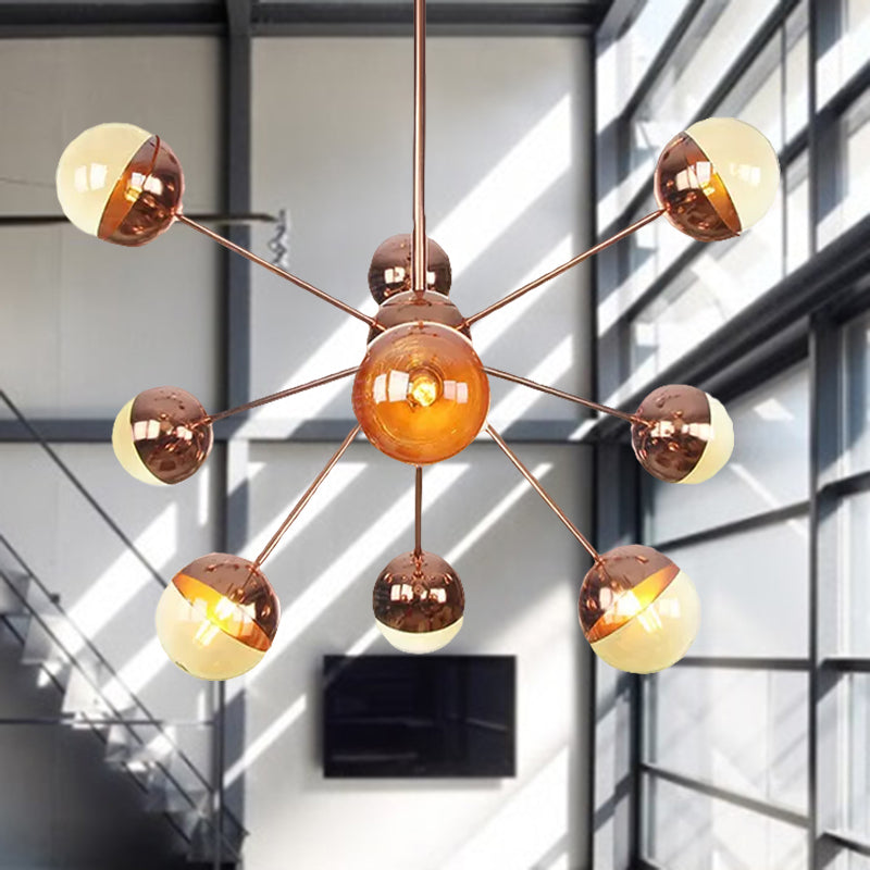 Globe Dining Room Semi Flush Mount White/Clear/Smoke Grey Glass 9/12/15 Lights Contemporary Semi Flush Light in Copper/Chrome/Gold