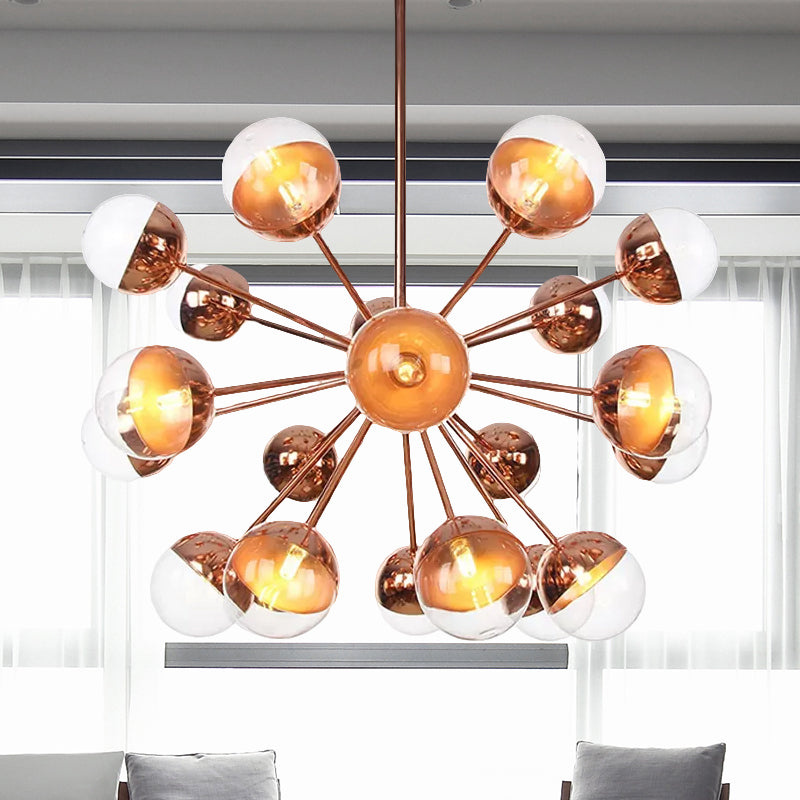 Globe Dining Room Semi Flush Mount White/Clear/Smoke Grey Glass 9/12/15 Lights Contemporary Semi Flush Light in Copper/Chrome/Gold