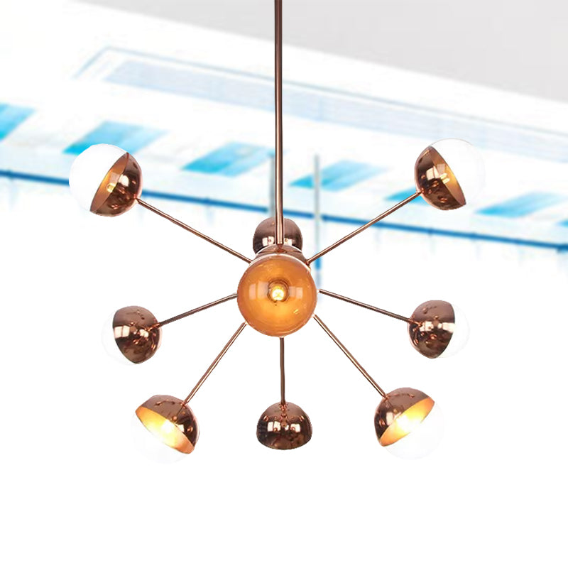 Globe Dining Room Semi Flush Mount White/Clear/Smoke Grey Glass 9/12/15 Lights Contemporary Semi Flush Light in Copper/Chrome/Gold
