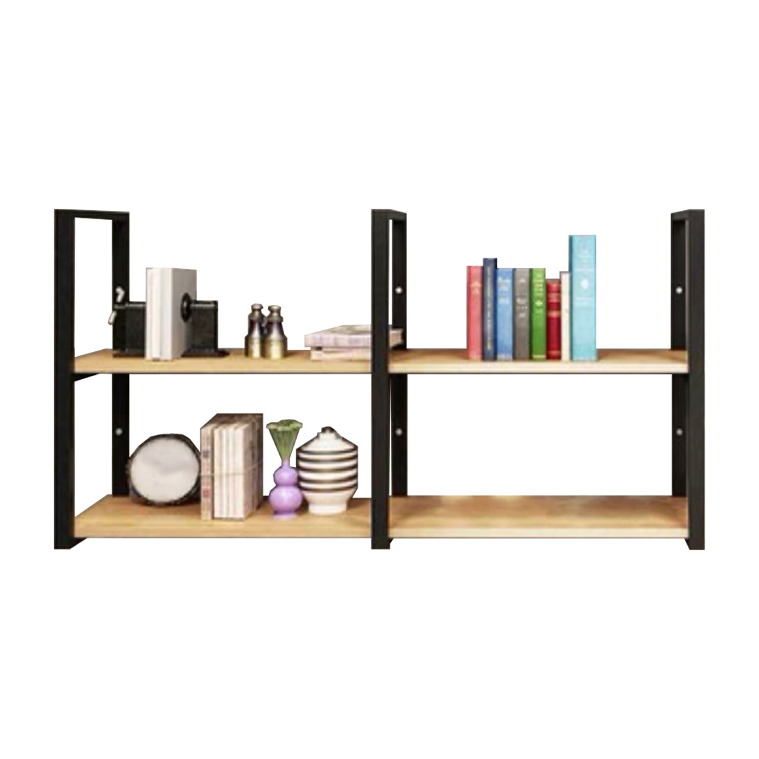 Wall Mounted Storage Bookshelf Industrial Floating Bookcase with Rectangle Shelves