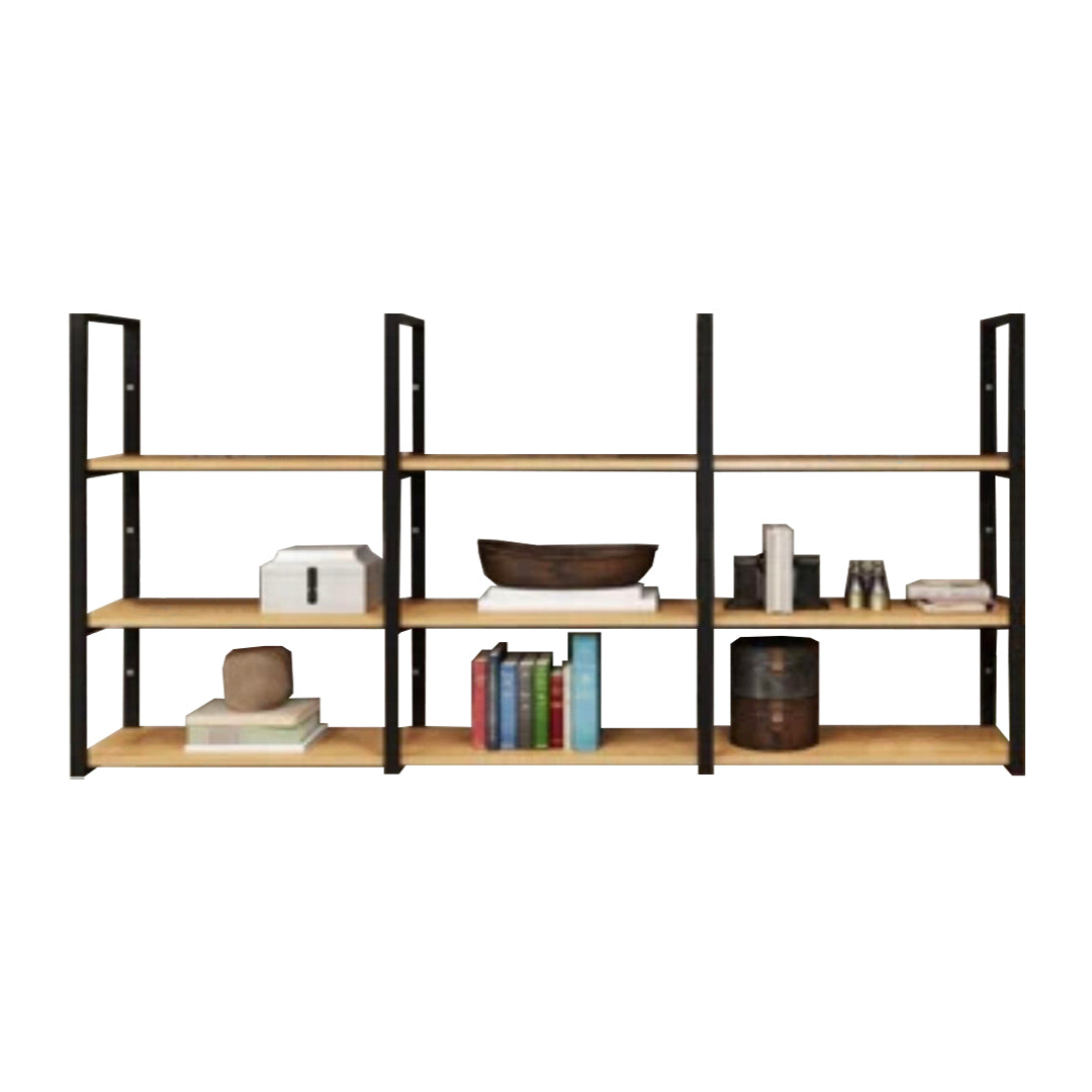 Wall Mounted Storage Bookshelf Industrial Floating Bookcase with Rectangle Shelves