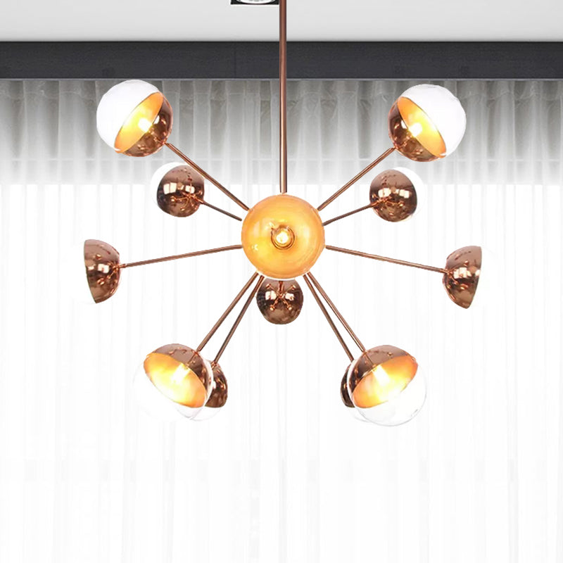 Globe Dining Room Semi Flush Mount White/Clear/Smoke Grey Glass 9/12/15 Lights Contemporary Semi Flush Light in Copper/Chrome/Gold