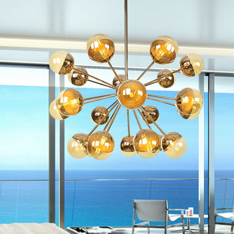 Globe Dining Room Semi Flush Mount White/Clear/Smoke Grey Glass 9/12/15 Lights Contemporary Semi Flush Light in Copper/Chrome/Gold