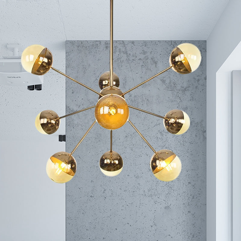 Globe Dining Room Semi Flush Mount White/Clear/Smoke Grey Glass 9/12/15 Lights Contemporary Semi Flush Light in Copper/Chrome/Gold