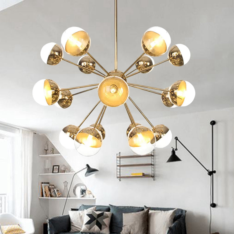 Globe Dining Room Semi Flush Mount White/Clear/Smoke Grey Glass 9/12/15 Lights Contemporary Semi Flush Light in Copper/Chrome/Gold