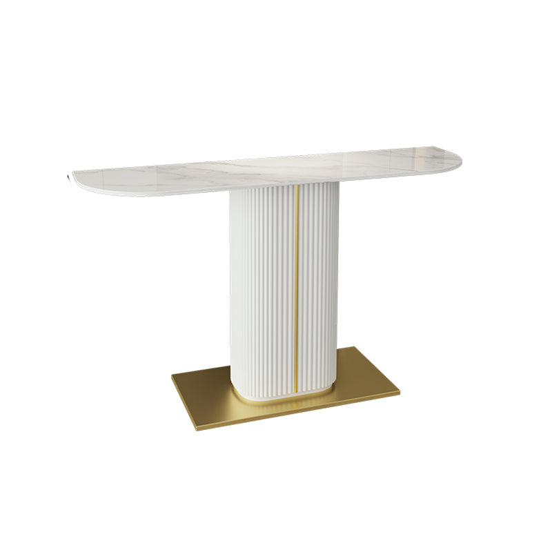 Glam Half Moon Slate Console Table Stain Resistant Pedestal Sofa Console Table