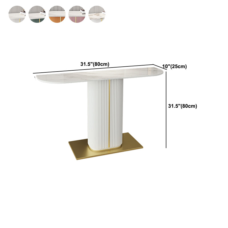Glam Half Moon Slate Console Table Stain Resistant Pedestal Sofa Console Table