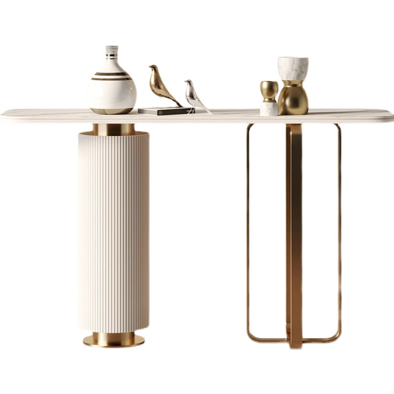 33.46" H Console Table with Rectanglel Shaped Top, Accent Table with Metal Base