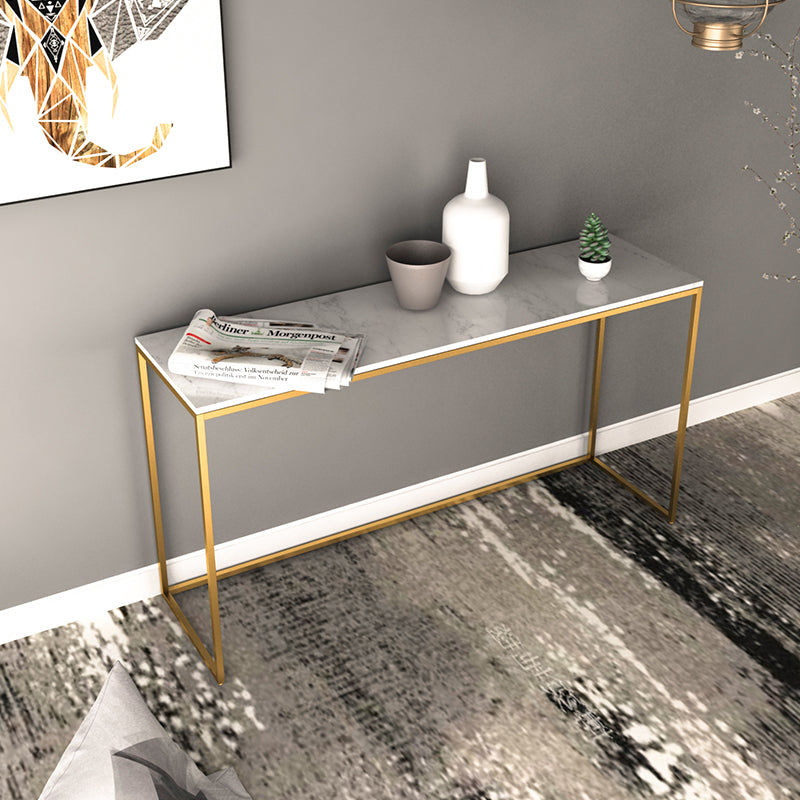 Glam Marble Rectangle Sofa Table Scratch Resistant Stain Resistant Accent Table