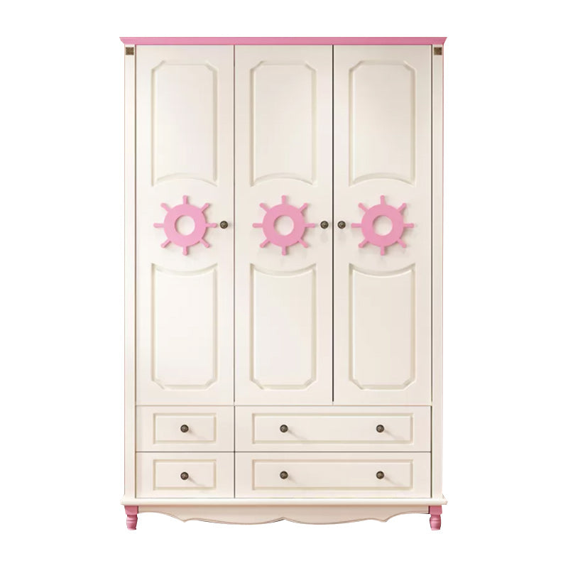 Coastal Hinged Door Storage Cabinet with Drawers Manufactured Wood Matte Finish Cabinet
