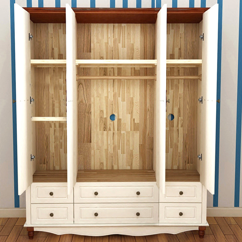 Coastal Hinged Door Storage Cabinet with Drawers Manufactured Wood Matte Finish Cabinet