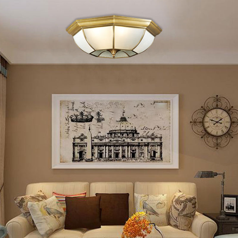 Multi-Light Geometric Flush Ceiling Light Colonial Style Metal Flush Light Fixtures